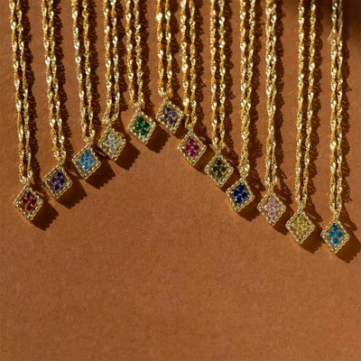 Dames Geboortesteen Ketting Gepersonaliseerd S925 Sterling