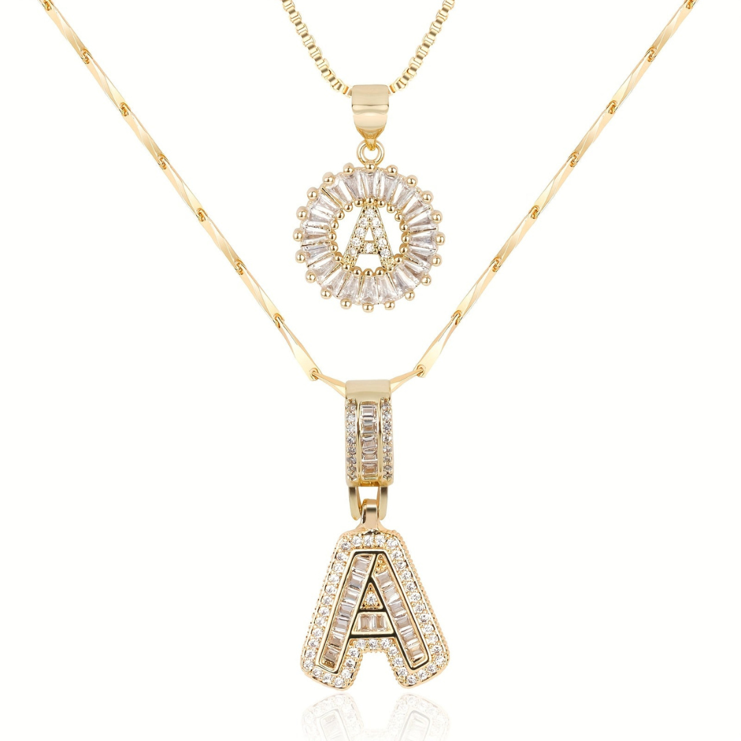 Dubbele Initialen Ketting Set Dames