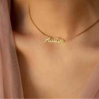 Dames Gepersonaliseerde Box Chain Naam Ketting