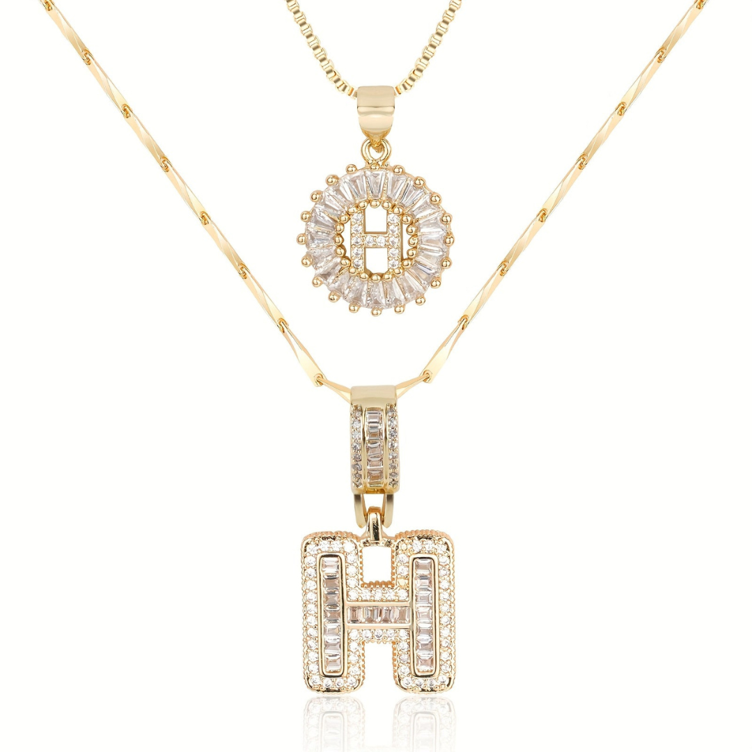 Dubbele Initialen Ketting Set Dames
