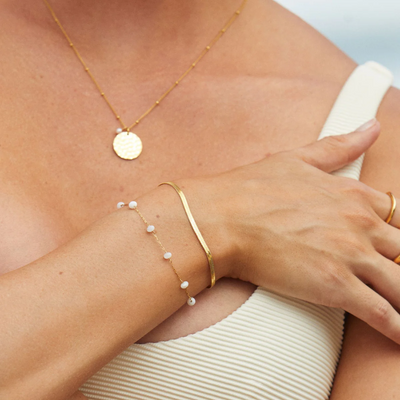 Visgraat Gelaagde Armband Dames Verguld