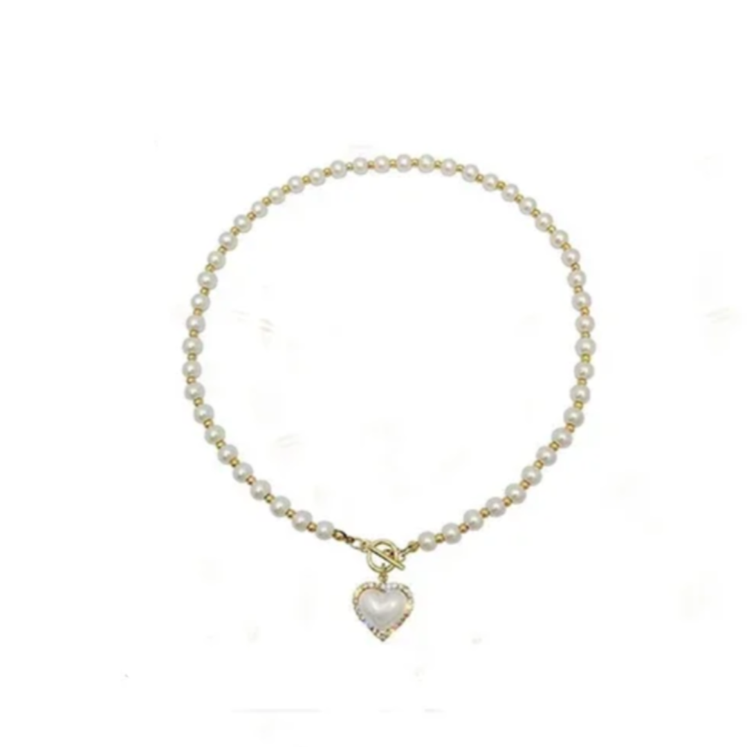 Dames Parel Hart Choker Ketting