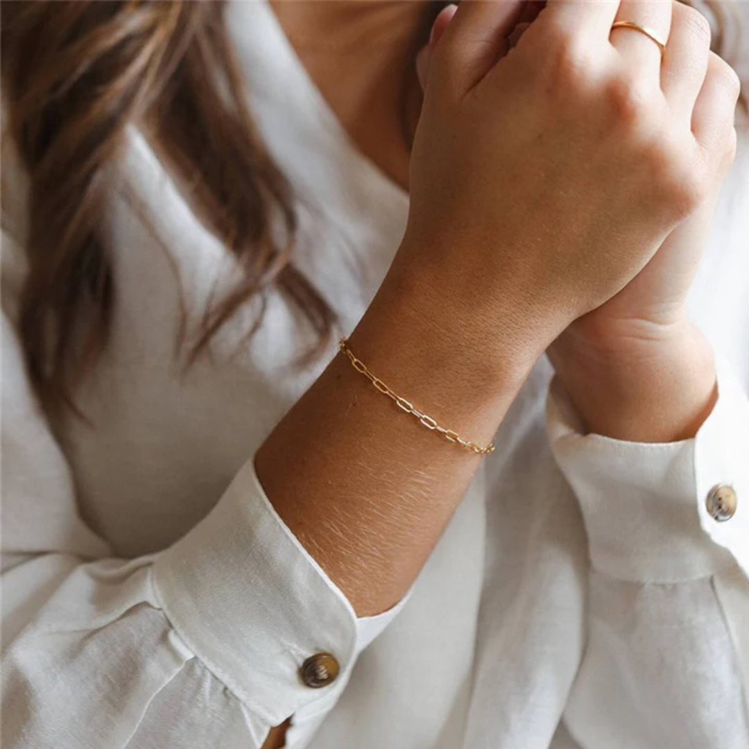 Dames Paperclip Armband 18k Verguld