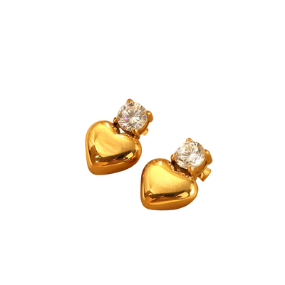 Dames Cubic Zirconia Hart Oorknopjes 18K Verguld