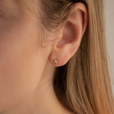 Dames Sterling Zilveren Cubic Zirconia Oorknopjes