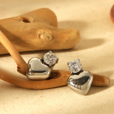 Dames Cubic Zirconia Hart Oorknopjes 18K Verguld