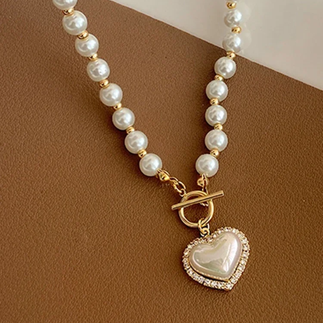 Dames Parel Hart Choker Ketting