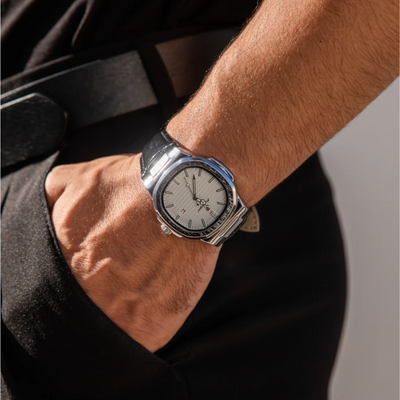 Horloge Heren Roestvrijstalen Leren Armband | Blackstone Eclipse