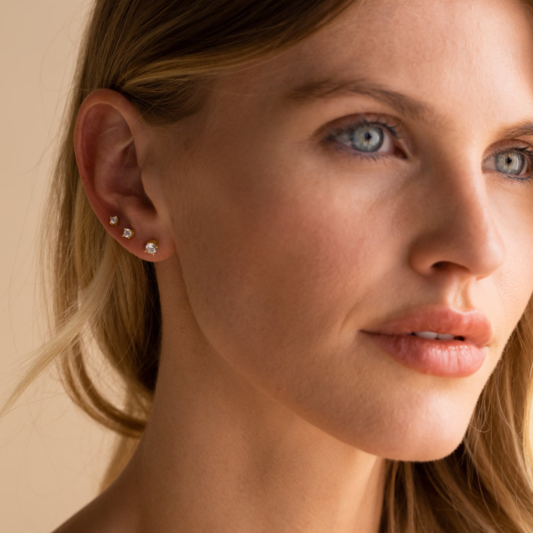 Dames Sterling Zilveren Cubic Zirconia Oorknopjes