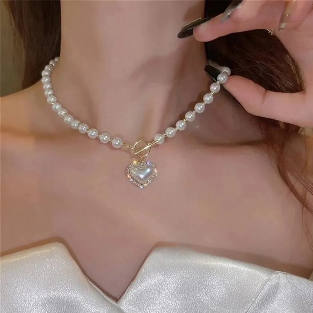 Dames Parel Hart Choker Ketting