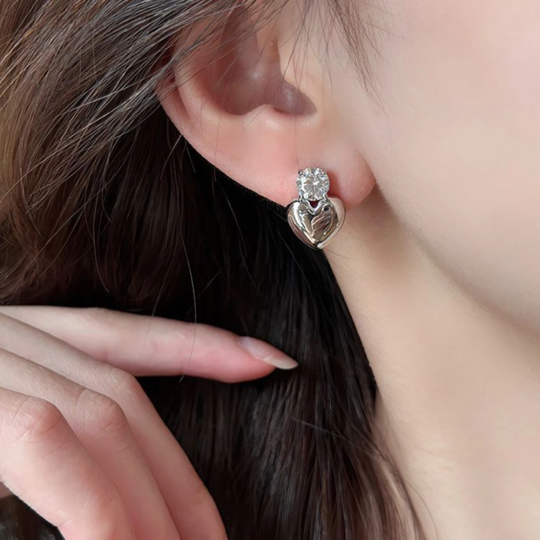 Dames Cubic Zirconia Hart Oorknopjes 18K Verguld