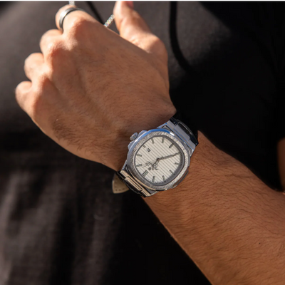 Horloge Heren Roestvrijstalen Leren Armband | Blackstone Eclipse