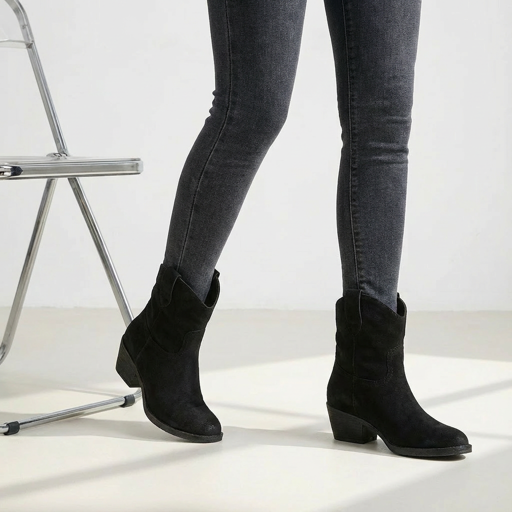 Dames Enkellaarsjes Western Leer | Zonder Rits