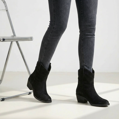 Dames Enkellaarsjes Western Leer | Zonder Rits