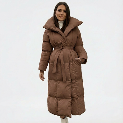 Dames Lange Winterjas Met Ceintuur