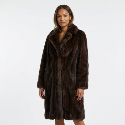 Dames Lange Kunstbont Jas