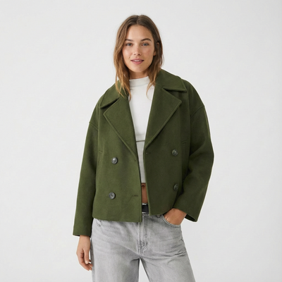 Dames Korte Jas Dubbelrijig | Knoopsluiting