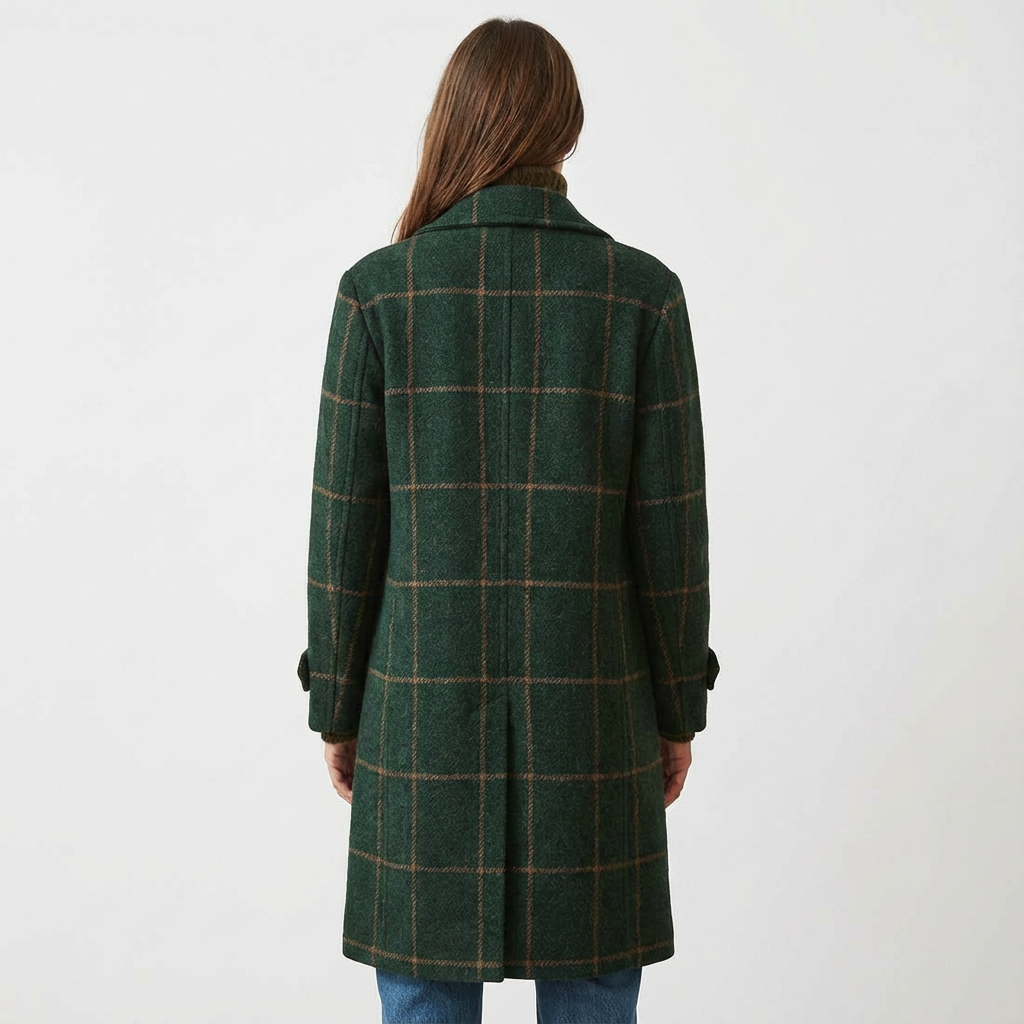 Dames Mantel Tweed Geruit