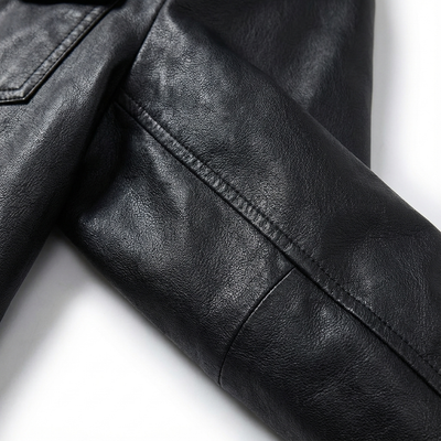 Heren Leren Bikerjack Zwart | Ritssluiting