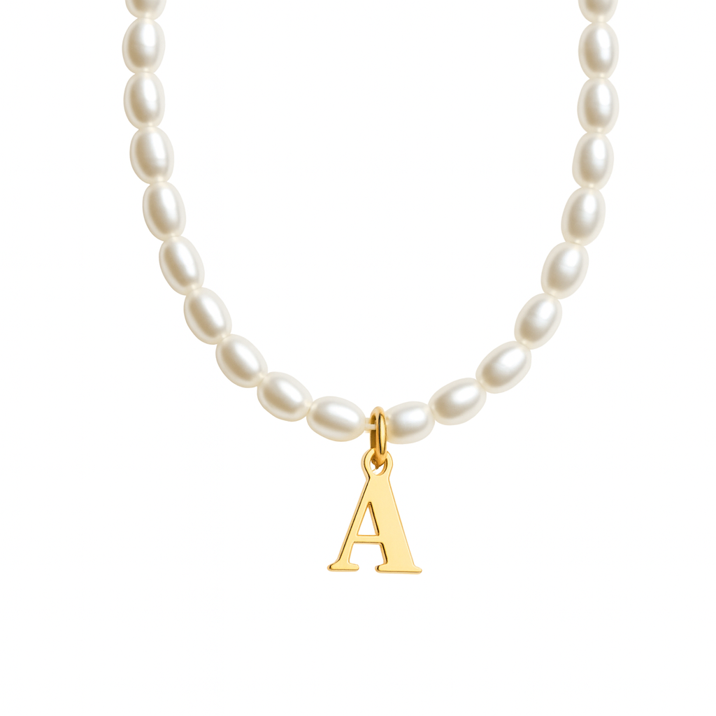 Dames Gepersonaliseerde Parel Initiaal Ketting