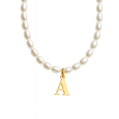 Dames Gepersonaliseerde Parel Initiaal Ketting