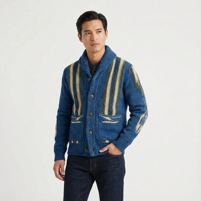 Heren Gebreid Jacquard Vest | Knoopsluiting