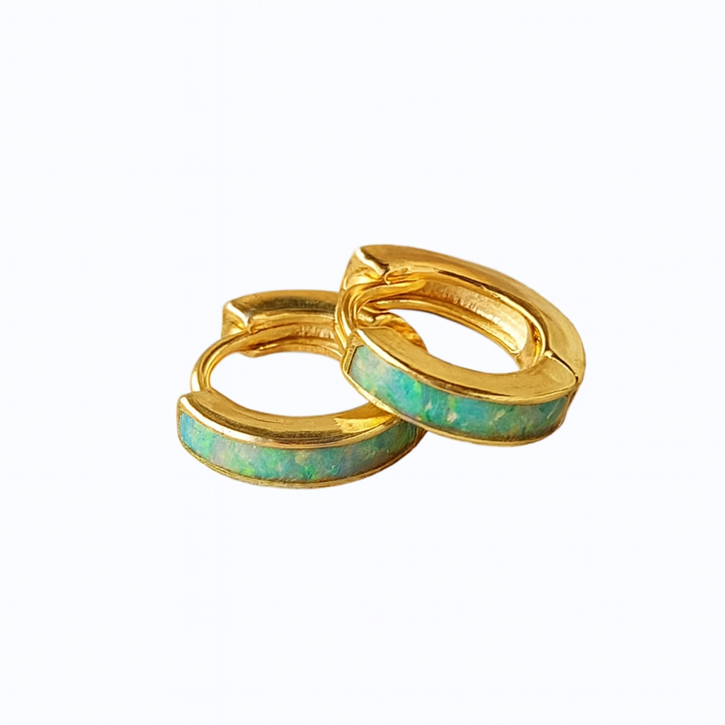 Dames Opaal Huggie Hoepel Oorbellen | Sterling Zilver