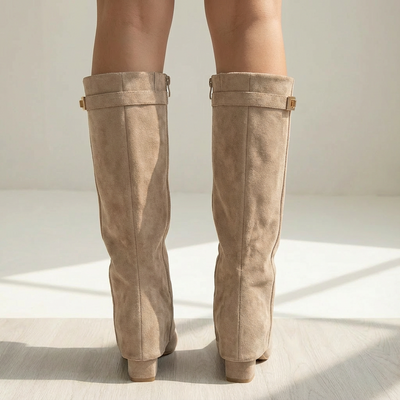 Dames Laarzen Suède Met Gouden Details