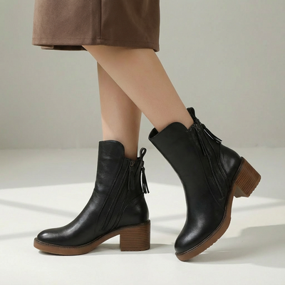 Dames Enkellaarsjes Kunstleer Met Ritssluiting