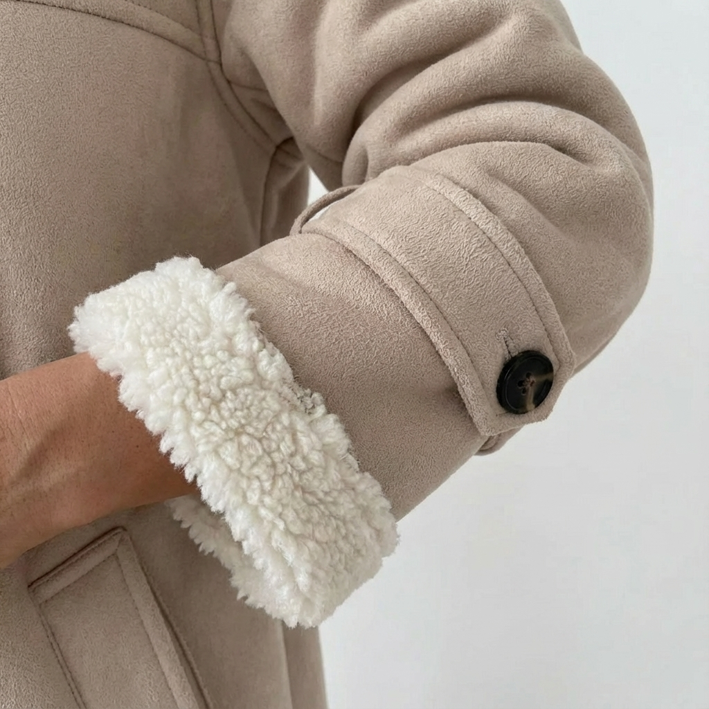 Dames Lange Jas | Fleecevoering Teddykraag