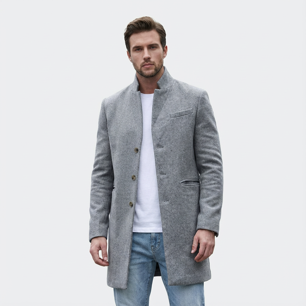 Heren Lange Wintermantel Met Knopen