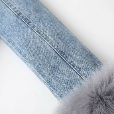 Dames Denim Jas met Vossenbontkraag