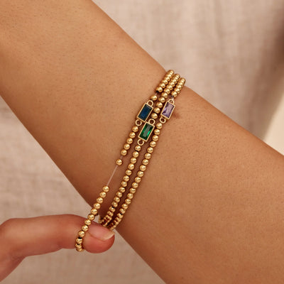 Familie Set - Kralen Geboortesteen Gouden Armbanden