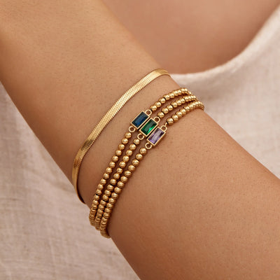 Familie Set - Kralen Geboortesteen Gouden Armbanden