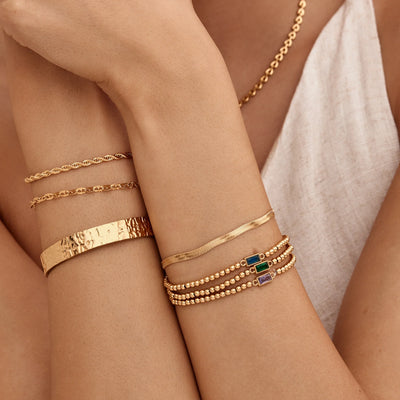 Familie Set - Kralen Geboortesteen Gouden Armbanden