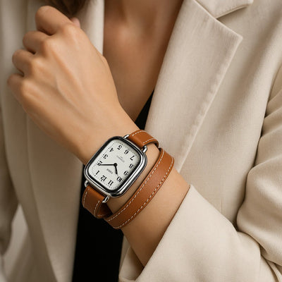 Italiaans Dubbel Leren Apple Watch Band