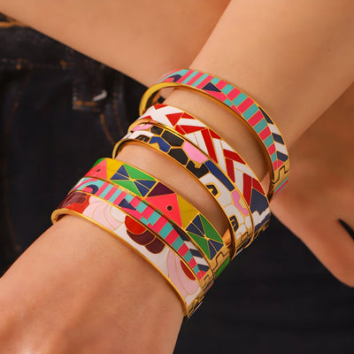 Kleurrijke Emaille Bangle Armband voor Dames