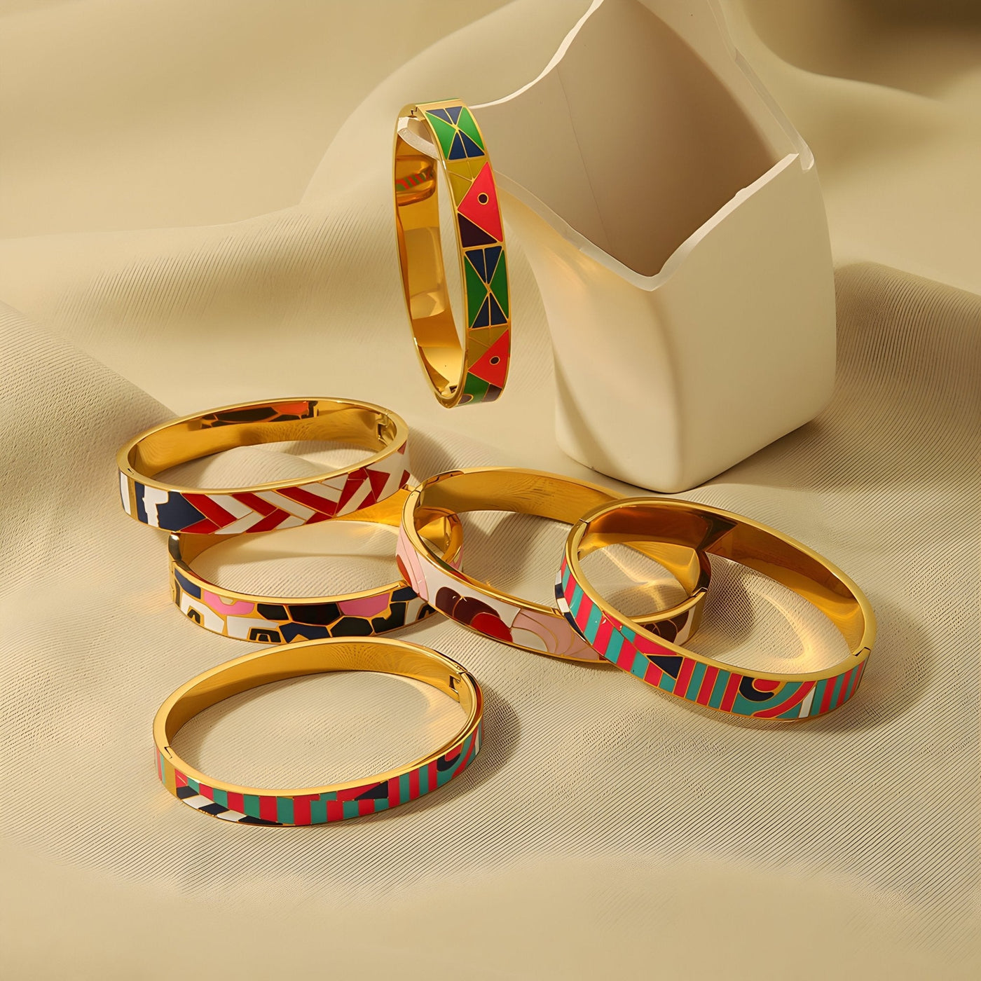 Kleurrijke Emaille Bangle Armband voor Dames