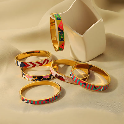 Kleurrijke Emaille Bangle Armband voor Dames