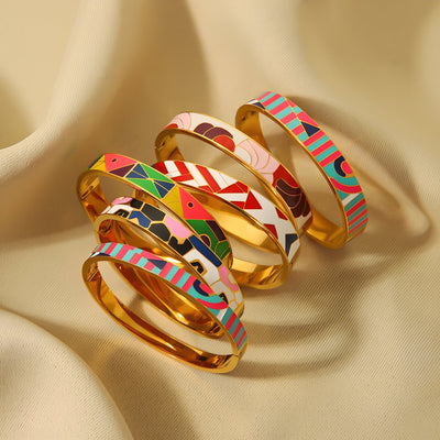 Kleurrijke Emaille Bangle Armband voor Dames