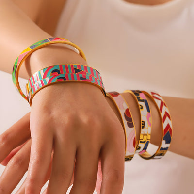 Kleurrijke Emaille Bangle Armband voor Dames