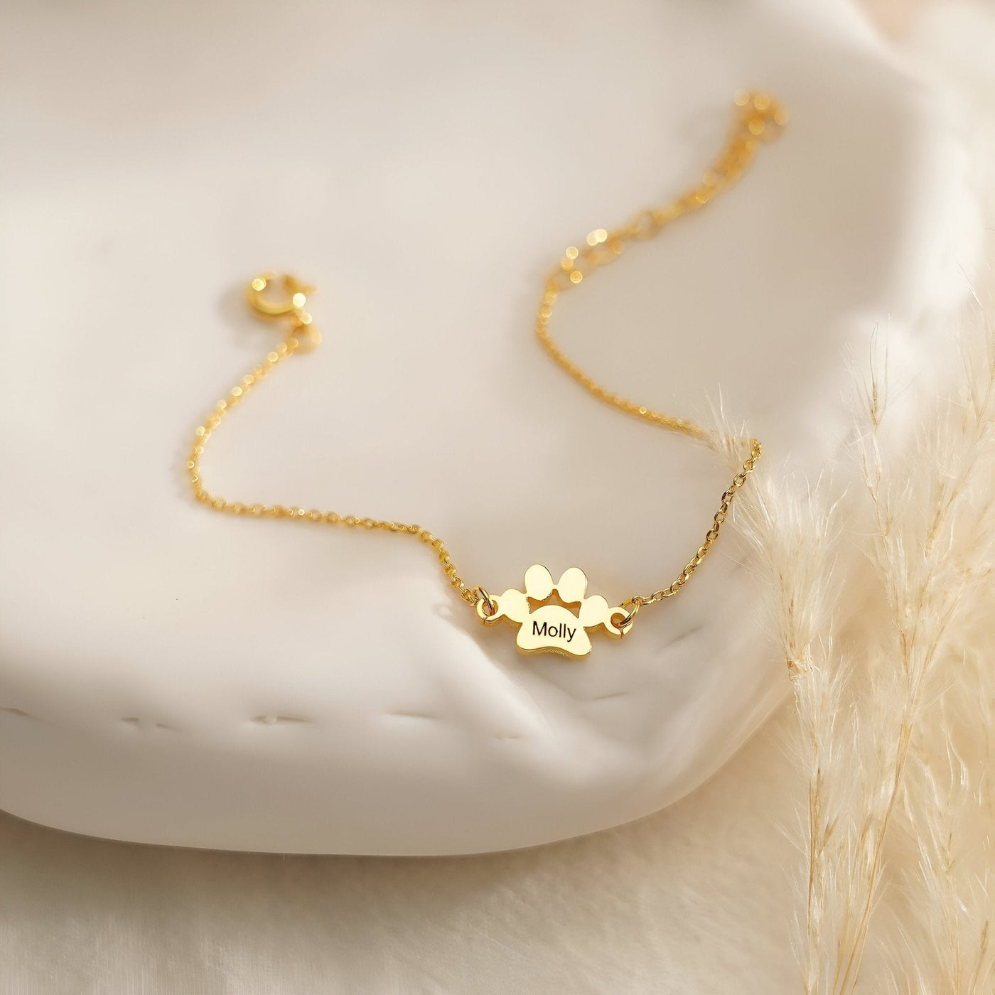 Gepersonaliseerde Kattenpoot Armband met Naam