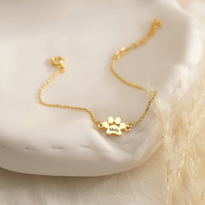 Gepersonaliseerde Kattenpoot Armband met Naam