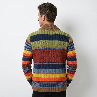 Heren Gebreid Vest Colorblock | Knoopsluiting