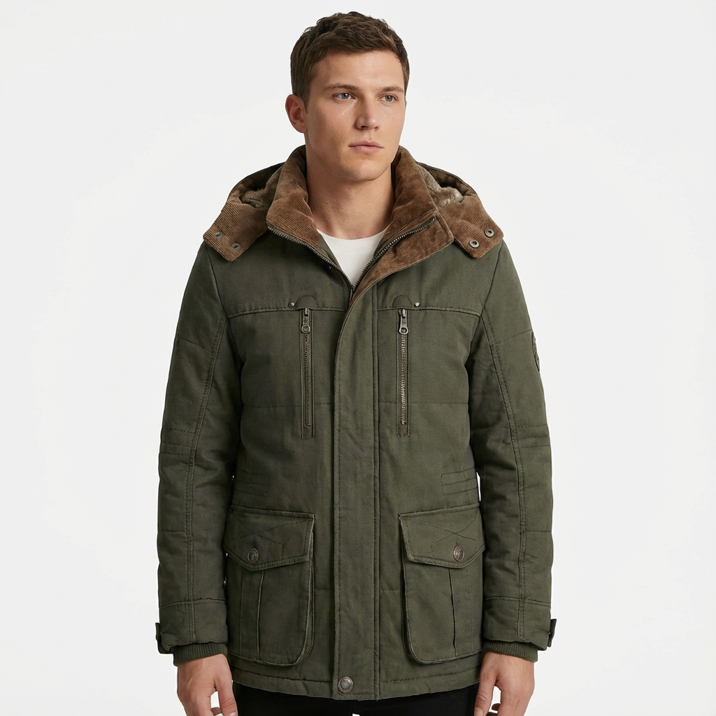 Heren donsjas met capuchon