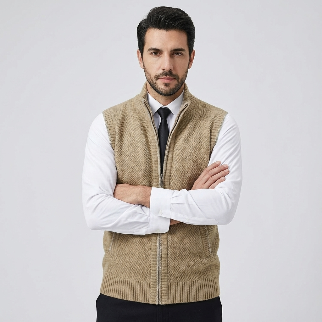 Heren Mouwloos Vest Met Rits