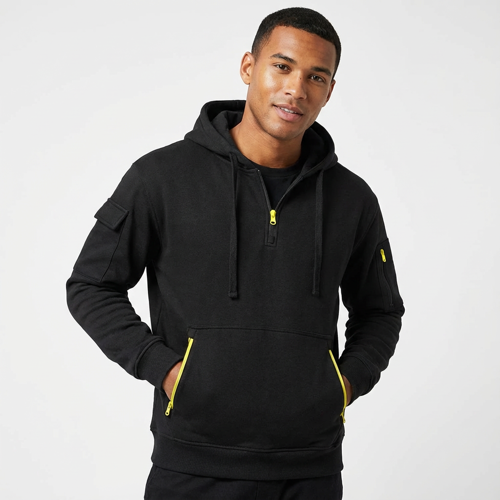 Heren Hoodie met Halve Rits