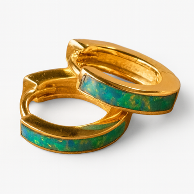 Dames Opaal Huggie Hoepel Oorbellen | Sterling Zilver