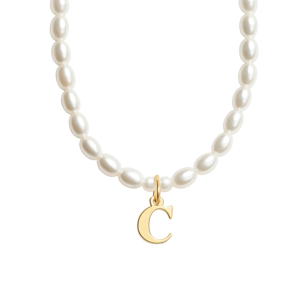 Dames Gepersonaliseerde Parel Initiaal Ketting