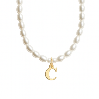 Dames Gepersonaliseerde Parel Initiaal Ketting